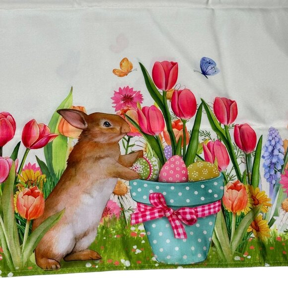 Easter Dining Tablecloth Spring Bunny Tulip Garden Egg Basket Butterflies Decor - Picture 5 of 12
